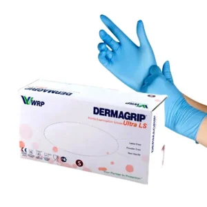Dermagrip Ultra Nitrile Hand Gloves 1 Box Blue Color, Medium Size